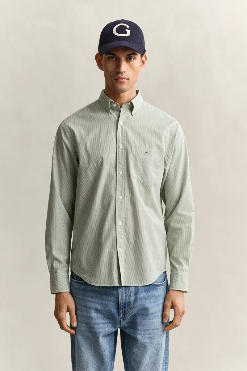 غانت قميص بوبلين كلاسيكي عادي للبنك